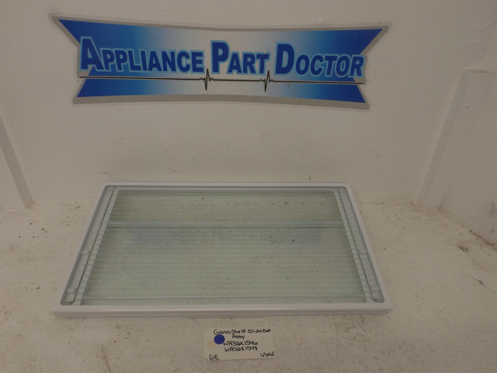 GE Refrigerator WR32X1546 WR32X1548 Glass Shelf Slide Out Assy Used GE Refrigerator WR32X1546 WR32X1548 Glass Shelf Slide Out Assy Used